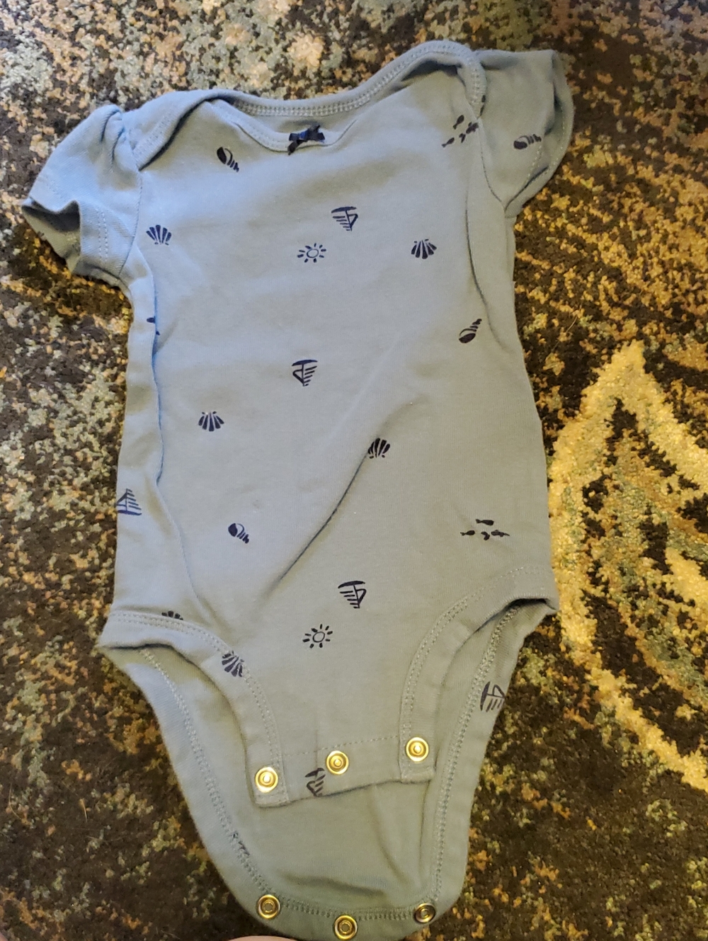 Carter's Light Blue Short-Sleeve Bodysuit with Navy Nautical Prints
